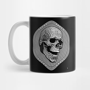 Black and white skull , having good luck Mug